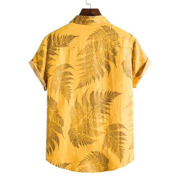 Hawaiian Shirt for Men with pocket Orange / Yellow - Picture 3 of 11